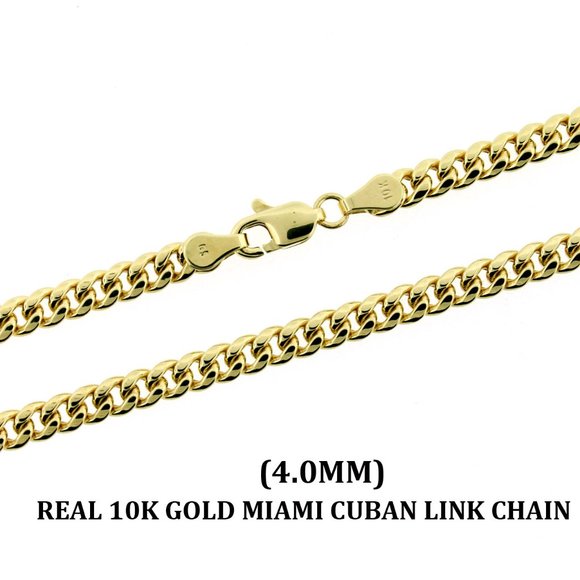 Real 10K Yellow Gold 4mm Miami Cuban Link Chain Necklace 20" inch - Picture 3 of 7